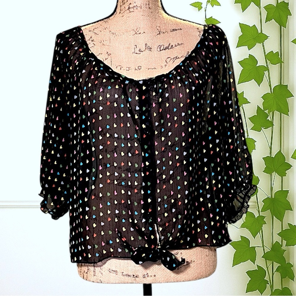 Julie's Closet Heart Print Blouse XL